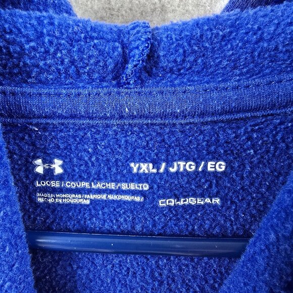 Under Armour Youth YXL Blue ColdGear Hoodie Sweatshirt - Picture 3 of 7